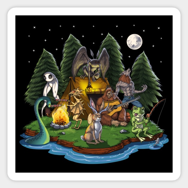 Cryptids Camping Sticker by underheaven